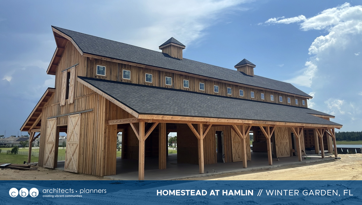cbaArchitects's tweet photo. 1/ This may be one of the most romantic buildings we’ve designed. This eye-catching authentic post &amp; beam barn is currently under construction at the Homestead at Hamlin, in Orlando’s Horizons West region. https://t.co/XRDKigyEKP