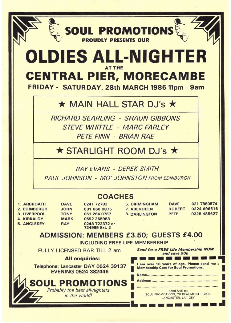 SoulPromo40's tweet photo. Hopefully you can join us on the 19th to relive the memories .If you never experienced our events back in the day now is your chance.

Thanks from Shaun and all the team at The Original Soul Promotions.
  #morecambecentralpier #northernsoulmusic #northernsouldancing  #1980s https://t.co/qZmechT9Gh