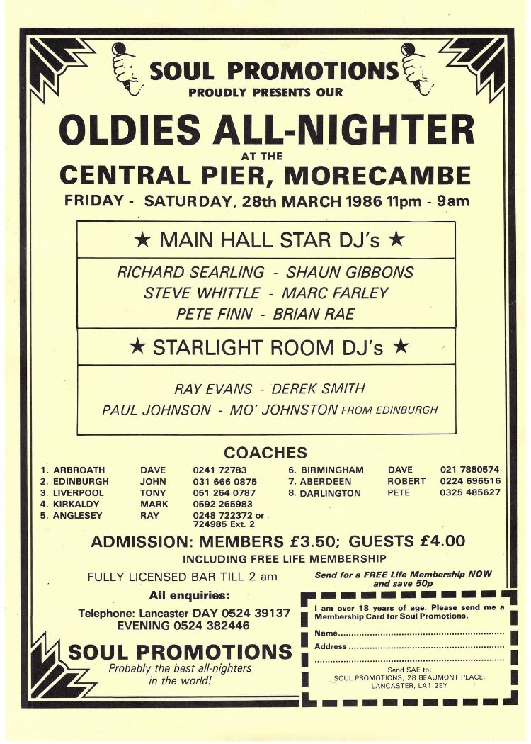 Hopefully you can join us on the 19th to relive the memories .If you never experienced our events back in the day now is your chance.

Thanks from Shaun and all the team at The Original Soul Promotions.
  #morecambecentralpier #northernsoulmusic #northernsouldancing  #1980s