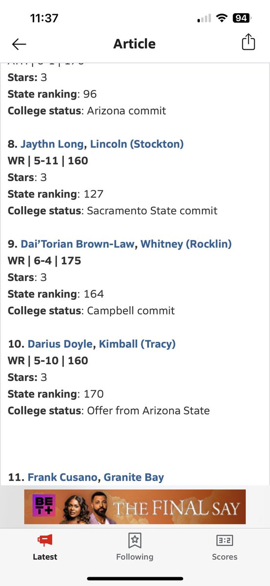 daitorianbrown's tweet photo. Honed Thank you @SacMaxPreps for ranking me 9th in the Sac-Joaquin Section.  @TheeCoachMac @DBSelect13 @coachjmcdaniels @WhitneyFball https://t.co/UT5h78kpLZ