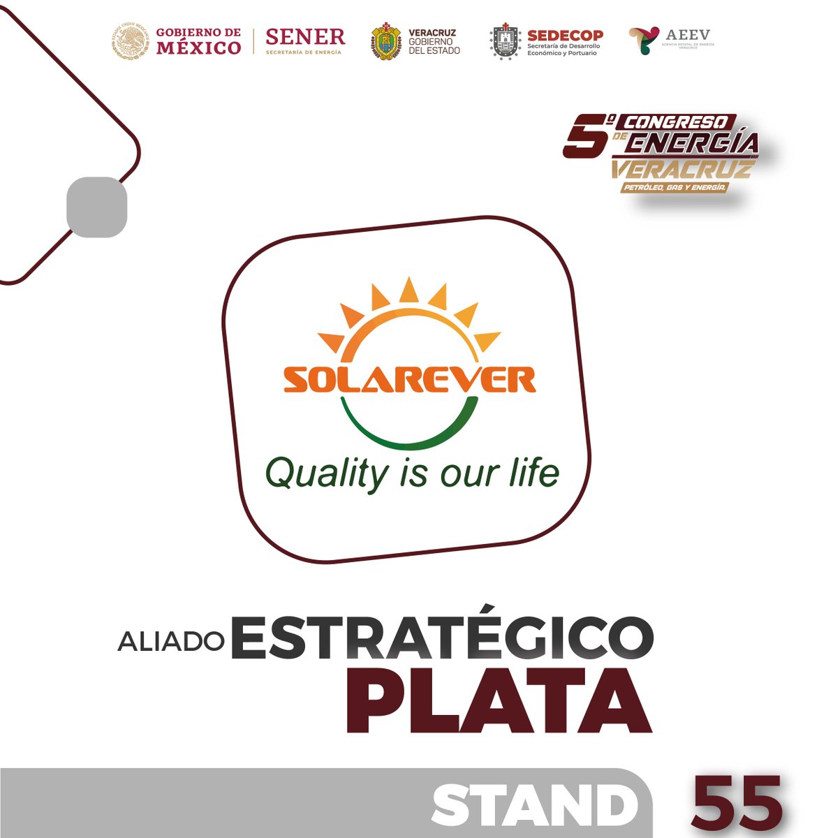 El #CongresodeEnergíaVeracruz le da la más cordial bienvenida a <a href="/Solarever/">Solarever</a>  como Aliado Estratégico Plata y Expositor Comercial que podrás encontrar en el Stand 55.

solarever.com.mx

#Veracruz #energíasolar #energyefficiency #fotovoltaica  #oilandgas #Energia #Noticias
