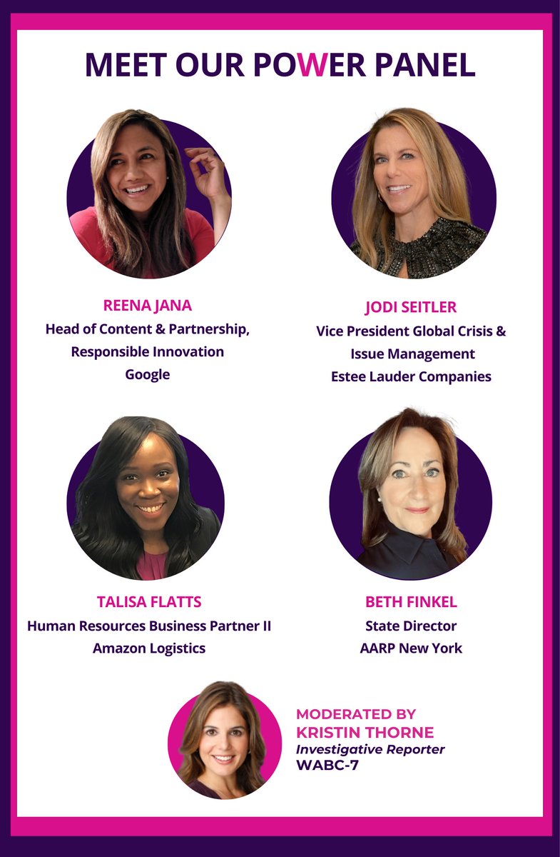 richnerlive's tweet photo. Meet our 2023 WE Summit Power Brunch Panelists!
⚡ Reena Jana #Google
⚡ Talisa Flatts #Amazon
⚡ Jodi Seitler #TheEstéeLauderCompaniesInc.
⚡ Beth Finkel #AARPNewYork
Don’t miss this incredible lineup as they dive into this year’s theme: #TheFutureisNow.
https://t.co/PpiQFVK0Mg https://t.co/FZ4lFOIf7L