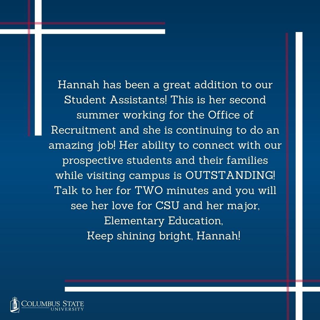 Admissions_CSU's tweet photo. On this #thankfultuesday we are shouting our one of our Brand Ambassadors! Hannah Graves! You've seen her on tour, talking to students and helping #createfutures.
Thank you, Hannah! We are forever grateful for you and your dedication to our students and future students.
🐾❤🐾 https://t.co/NLmdpzHP7Q