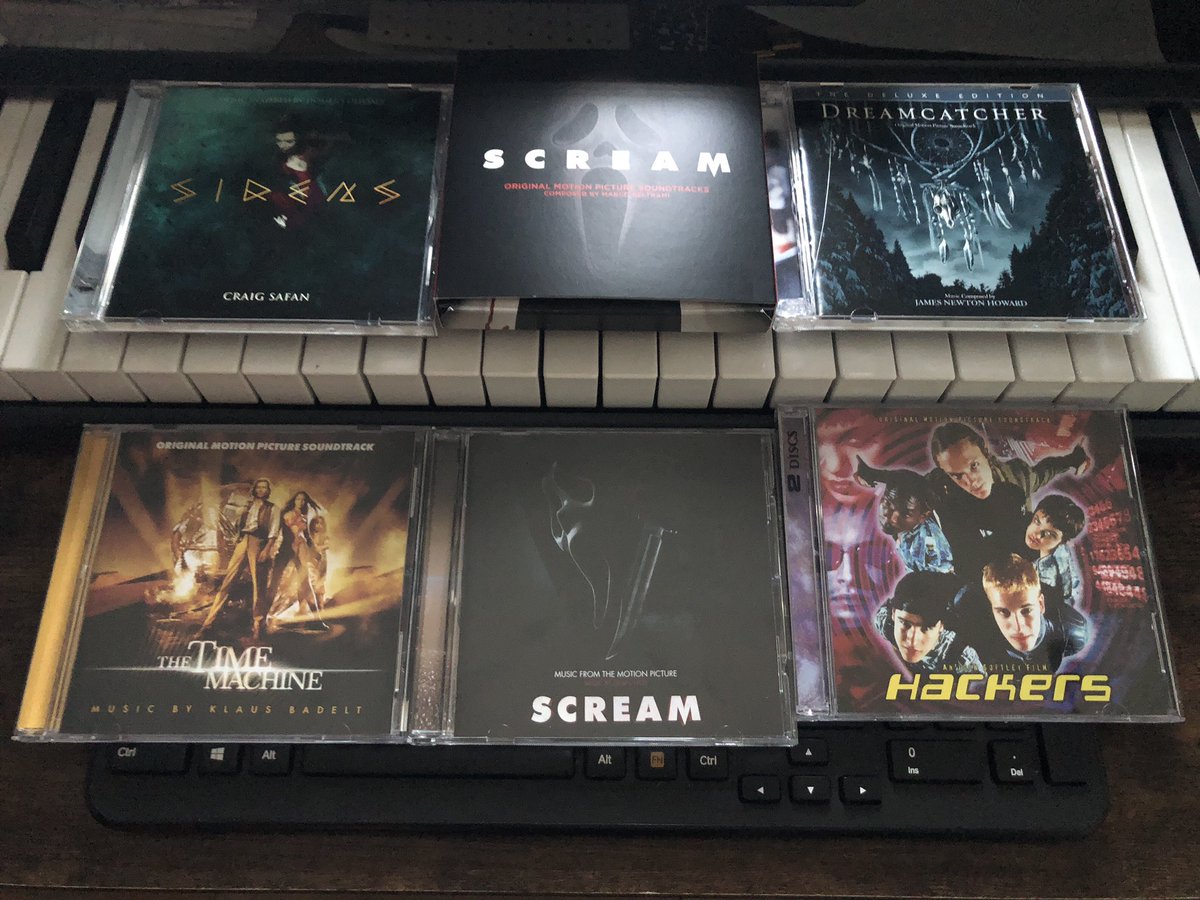 NEWLY ADDED!!!
1. The Scream 6cd box set with addt’l Scream 5 included separately.
2. Dreamcatcher (2cd)
3. Time Machine (complete)
4. Hackers (2cd)
This will be it for now. 

Thanks <a href="/VareseSarabande/">Varèse Sarabande Records</a>