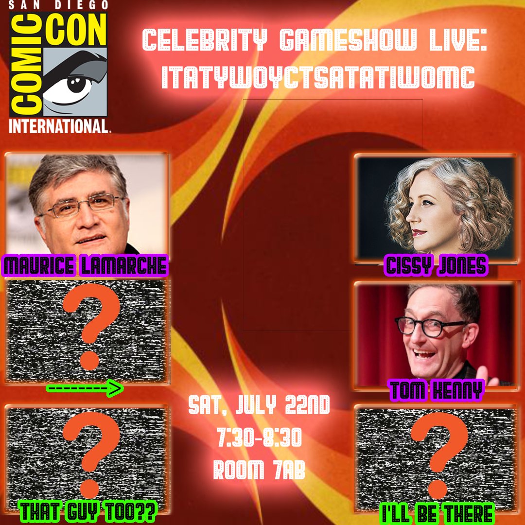 Halfway there and look who's joining the already best of the best!!! Spong Bob himself Tom Kenny. If you miss this panel, you are stupider than us, and we are the idiots who MADE the game. 

<a href="/realtomkenny/">Tom Kenny</a>
@cissyspeaks
@maurice_lamarche
<a href="/comic_con/">Comic-Con International</a>
@sdcomic_con