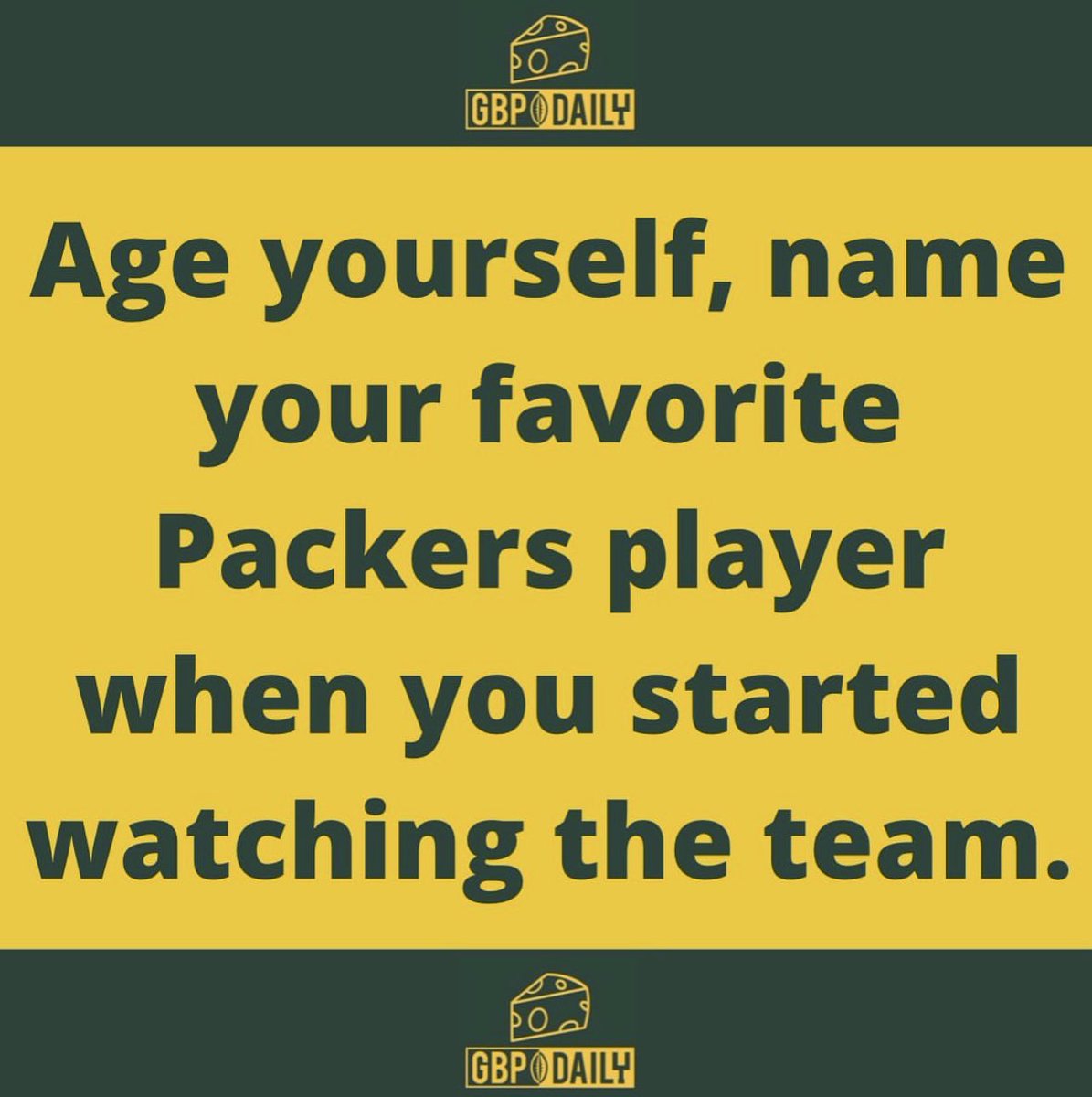 GBPdaily's tweet photo. Who was your favorite Packers player when you first started watching? 🤔🧀 

#Packers #GoPackGo https://t.co/V5gFBy9KIY