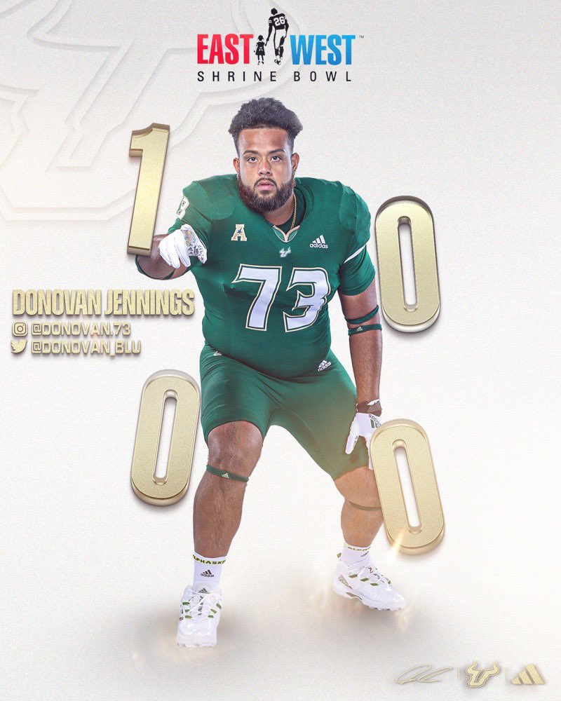 This year’s <a href="/ShrineBowl/">East-West Shrine Bowl</a> 1000 list features <a href="/donovan_blu/">Donovan Jennings</a>‼️

#ComeToTheBay | #StayInTheBay