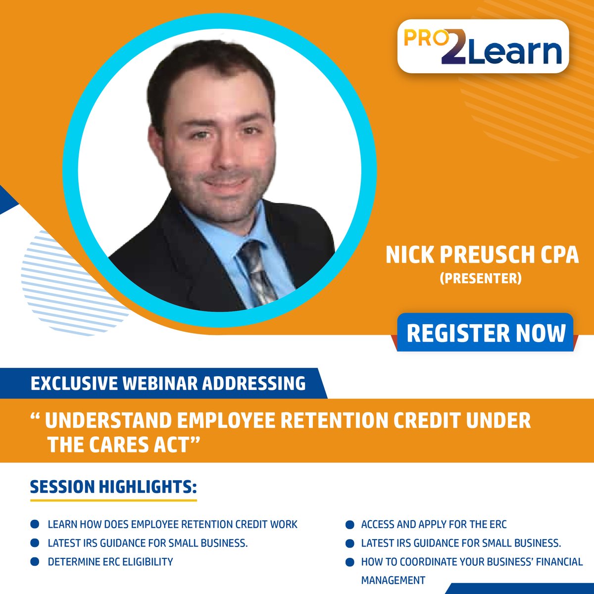 Pro2Learn's tweet image. 📢 Invitation to #Webinar Unlocking the Secrets of Employee Retention Credit under the CARES Act"
🗓️ Event Date: July 18, 2023
🎙️ Presenter: Nick Preusch CPA
🔗Register here: lnkd.in/diaWC8P8
 #EmployeeRetentionCredit #CARESAct #FinancialInsights #ProfessionalDevelopment