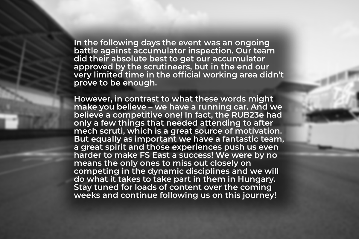 RUBMotorsport's tweet image. Our final event scores are the following:

Overall: P23/33, 155,71 Points
BPP: 34 Points
C&amp;amp;M: 58,19 Points
ED: 83,52 Points

#fsn #formulastudentnetherlands #fsnetherlands #fsn23 #fsn2023 #formulastudent #assen #ttcircuit #ttcircuitassen #motorsport #motorsports #racing #racecar