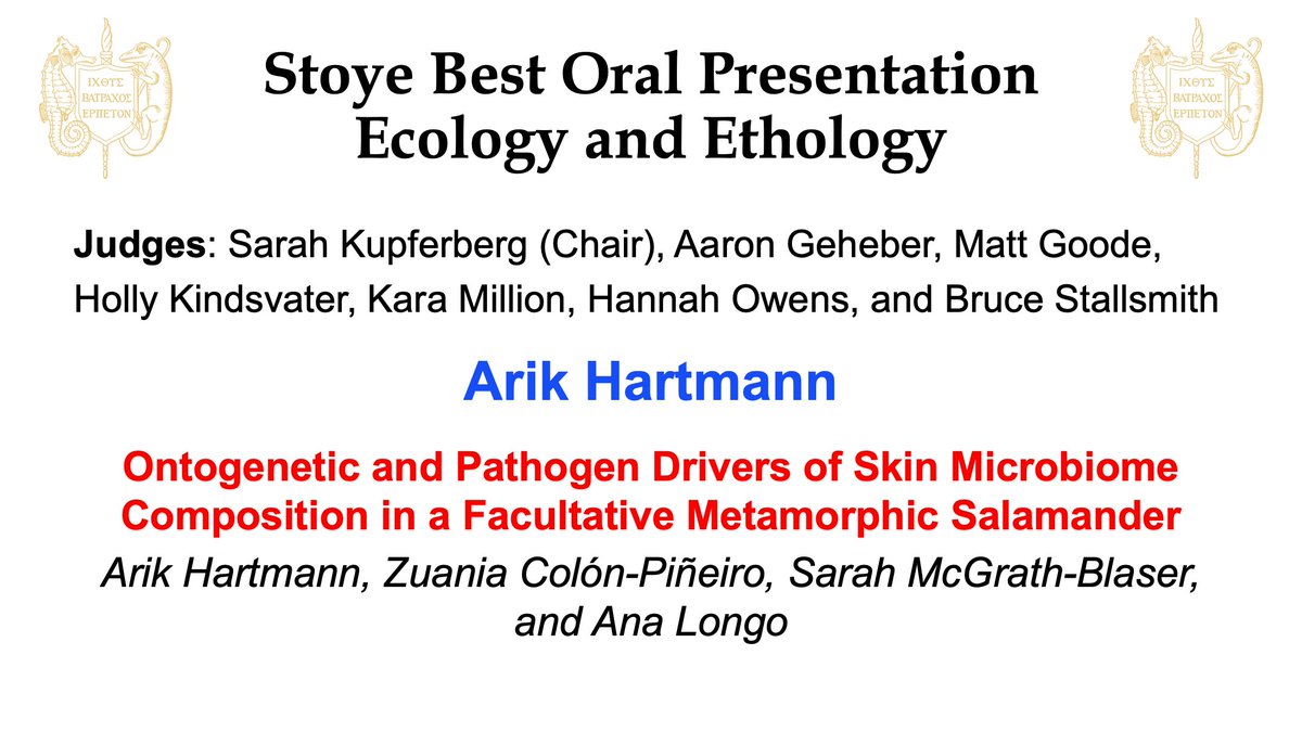 IchsAndHerps's tweet photo. Congratulations to the @IchsAndHerps Stoye Best Oral Presentation Award winners in the categories of Ecology and Ethology, Physiology and Physiological Ecology, Conservation, and Genetics, Development and Morphology! #JMIH23 https://t.co/YNa7jeDBTu