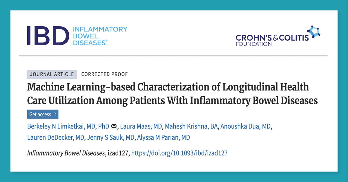 🤝 #UCLAGI  &amp; <a href="/JohnsHopkins/">Johns Hopkins University</a> - A novel method to categorize clinical utilization patterns &amp; construction of ML models to predict 12-month health care utilization <a href="/IBDJournals/">IBDJournal & CC360</a> 

🖊️<a href="/berkeleydoc/">Berkeley Limketkai</a> <a href="/Laura_goes_DiPH/">Laura Maass</a>  <a href="/anoushkaduaMD/">Anoushka Dua, MD</a> <a href="/drdedeck/">Lauren DeDecker MD</a> <a href="/alyssaparian/">Alyssa Parian</a> et al
👉academic.oup.com/ibdjournal/adv…