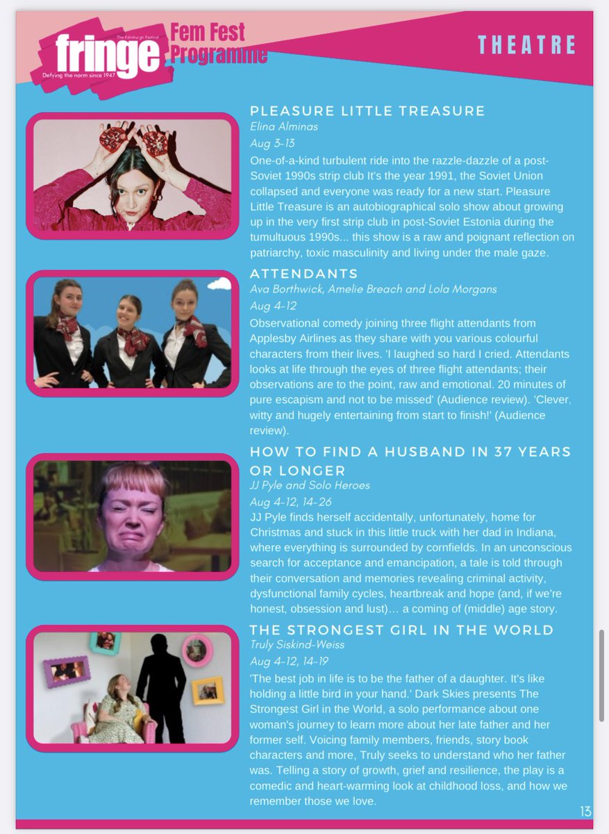 Familiar face on page 13 of @evulveltd ‘s fem fest programme! Check out our show along with many more feminist powerhouse performances! #femfest #edfringe #fillyerboots