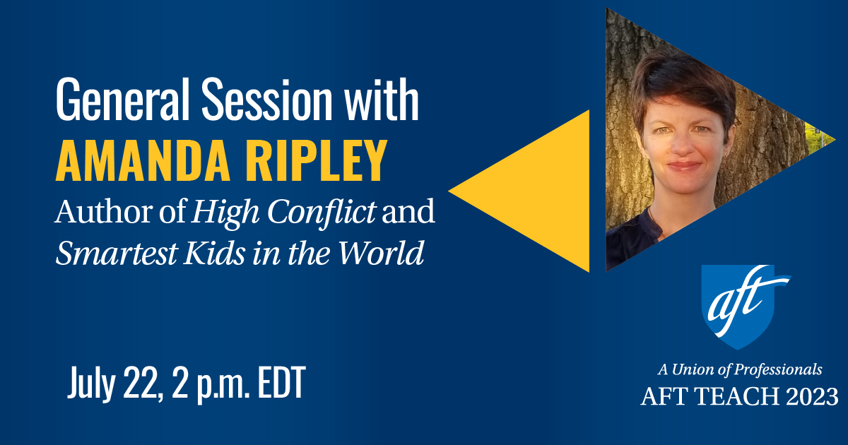 We’re excited to have the @nytimes bestselling author @amandaripley as a speaker at #TEACH23 this summer. Get more information about this in-person conference & the professional development sessions. Register now to join us aft.org/teach #HerefortheKids @AFTunion