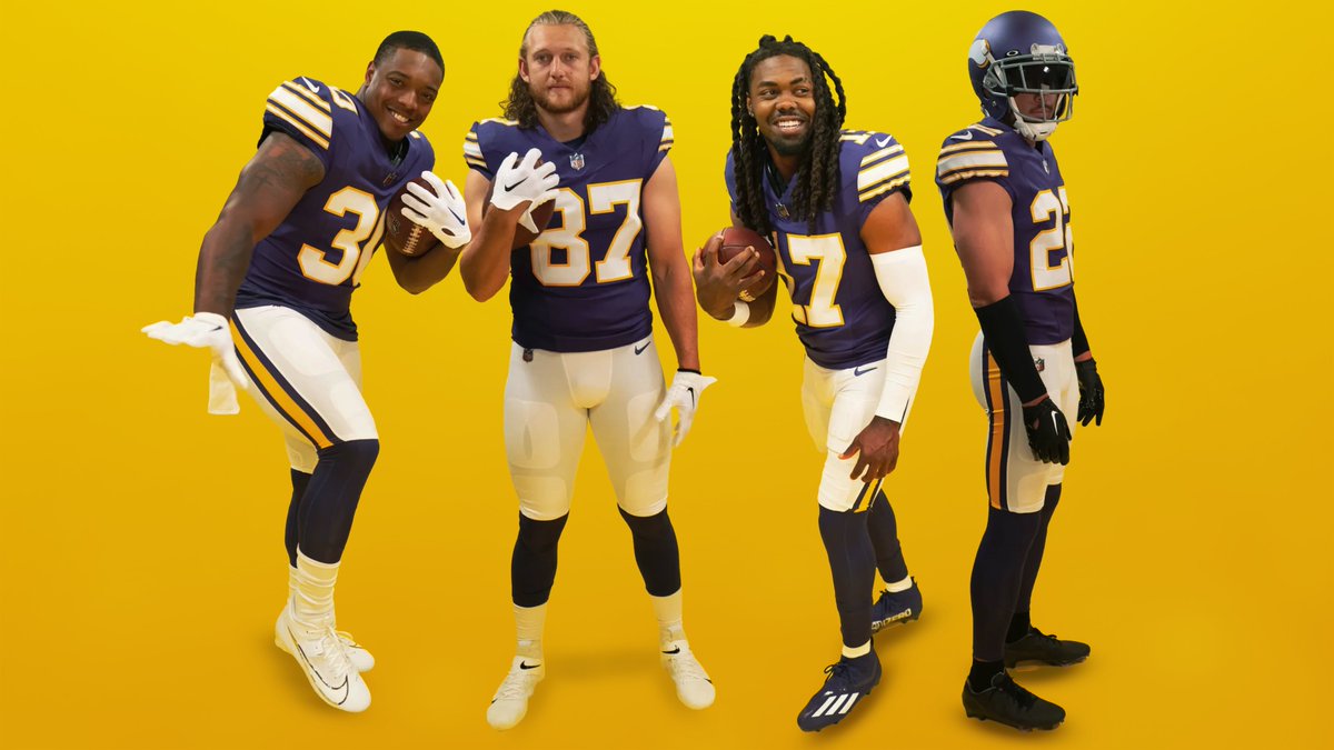 vikesinsider's tweet photo. The Minnesota #Vikings have announced their new "Classic" throwback jerseys inspired by the 1960s and 70s. They will debut them week 1, at home, against the Tampa Bay #Buccaneers 🔥 https://t.co/RtpLmhv86y