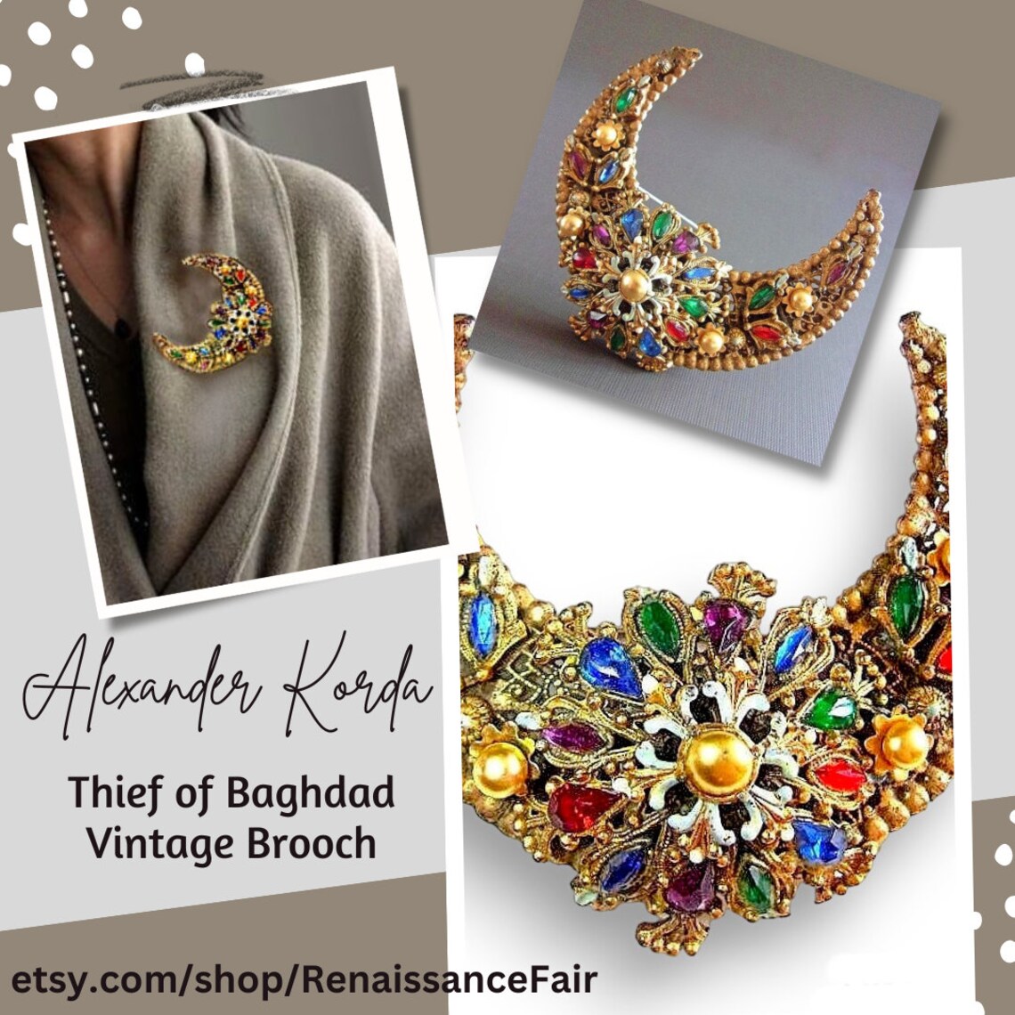 renaissancefai's tweet photo. Crescent Moon ALEXANDER KORDA Brooch Thief of Baghdad, Rhinestones, Faux Pearls, Rare Vintage https://t.co/Ktm8m80Ftq #rainbow #gold #women #alexanderkorda #crescentmoonbrooch #rhinestonemoon #redbluegreen #multicolors https://t.co/W5xN6OcAnh