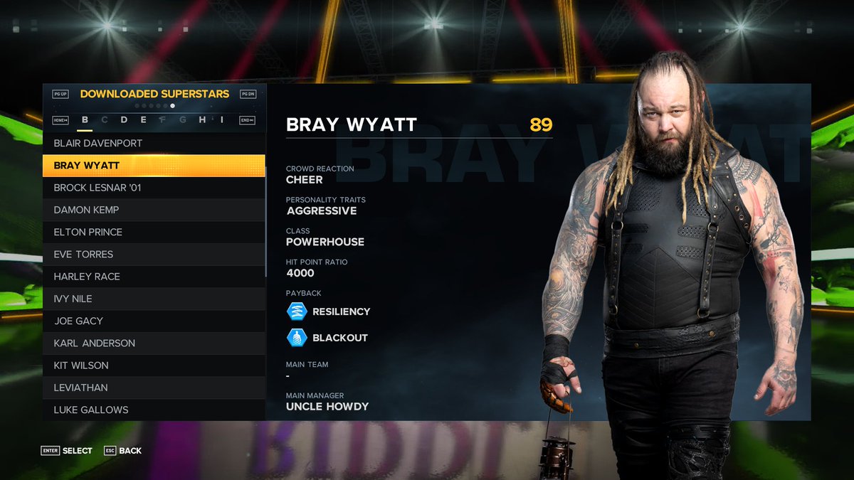 #WWE2K23 Bray Wyatt now has Uncle Howdy assigned as his manager