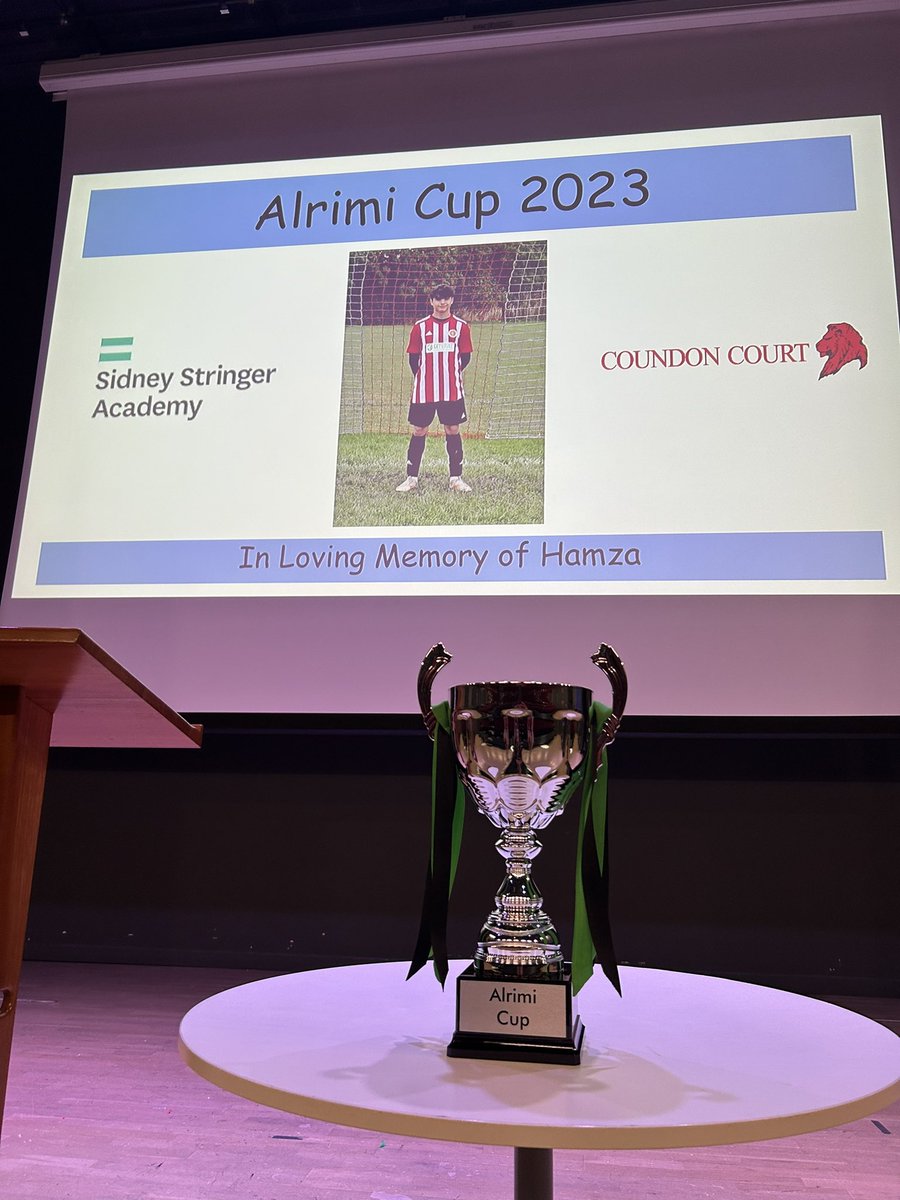 miss_mcnulty7's tweet photo. Such a special evening for a special student. Congratulations to the Year 9 @Coundon_Court students who are the first winners of the Alrimi Cup. Also, a huge thank you to @juliaregis7 and guests for supporting the event and our Academy ❤️ https://t.co/9qHazwDiVP