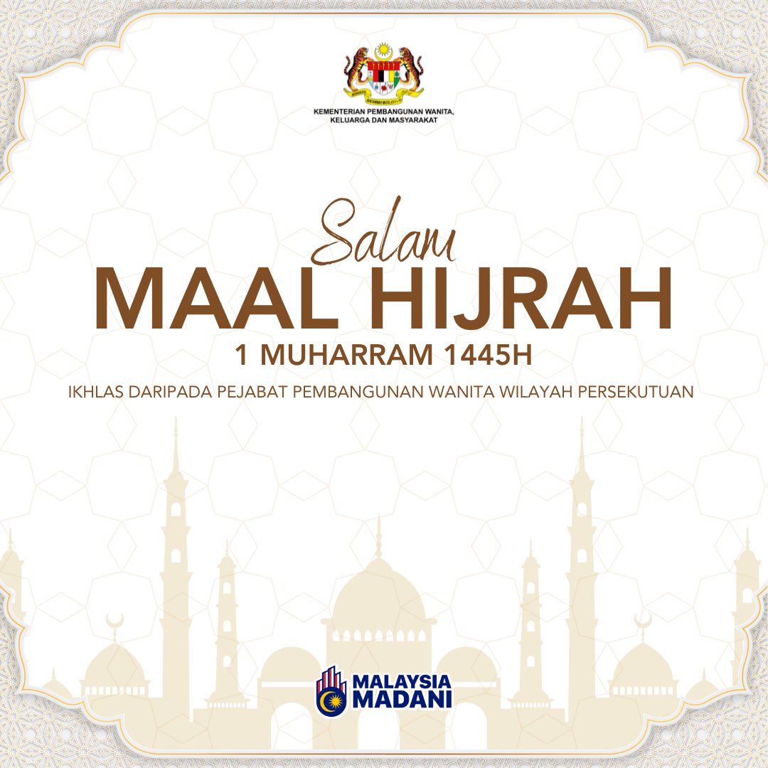 PpwnWP's tweet photo. Salam Maal Hijrah 1445H

Hijrah itu pengorbanan,
Hijrah itu perjuangan,
Hijrah itu persaudaraan,
Hijrah membentuk perpaduan.

Ikhlas daripada warga Pejabat Pembangunan Wanita Wilayah Persekutuan

#salammaalhijrah #maalhijrah #1445H #ppwnwp #ppwnwphebat #sayangppwnwp https://t.co/Ul2EiMUT7j