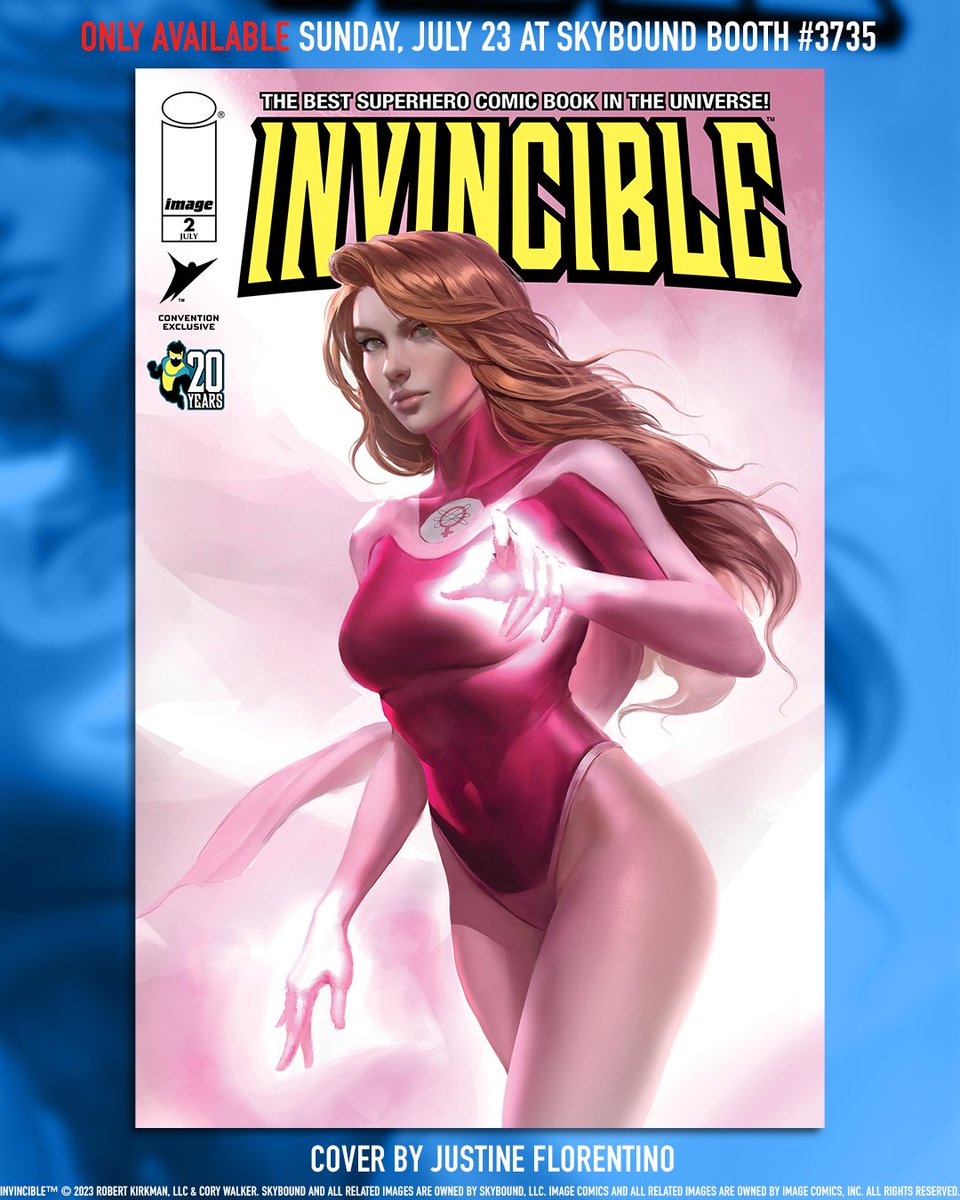 Skybound's tweet image. SUNDAY (7/23) 
INVINCIBLE #2 by @adeptalion SDCC EXCLUSIVE  ft Atom Eve
