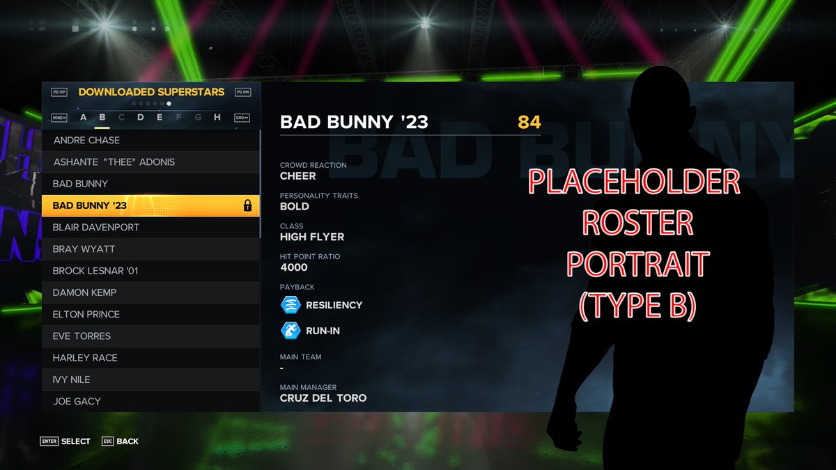 #WWE2K23 Brand New Character Slot was added for Bad Bunny 2023 in Patch 1.14...