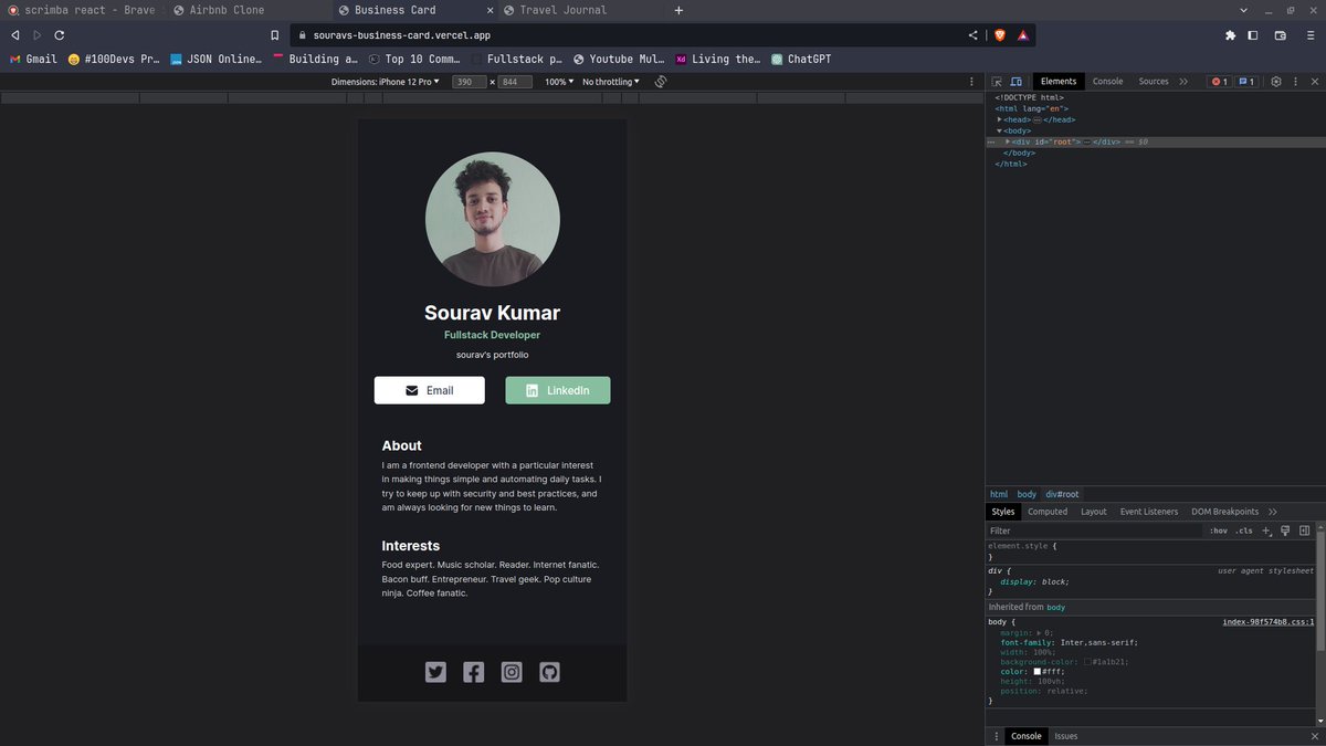 souravstwt's tweet photo. Learning React from @bobziroll and @freeCodeCamp . 
Halfway through the course, making projects and loving it. https://t.co/FnrNEsNk2K