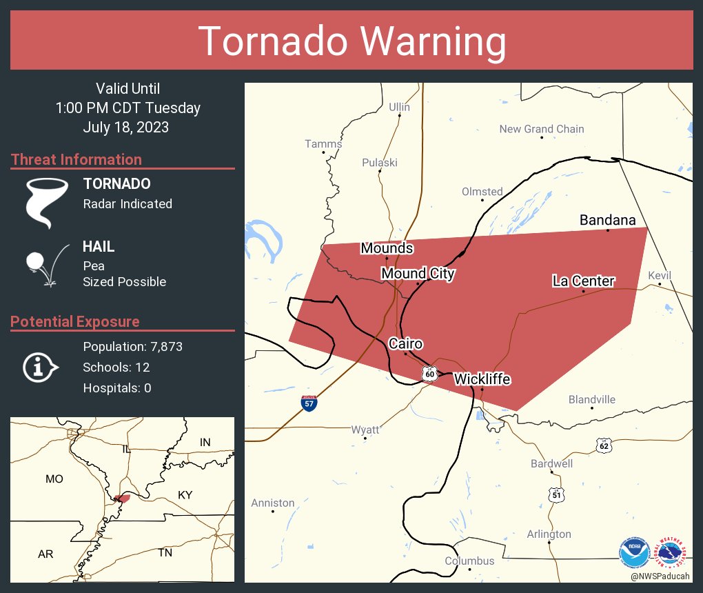 NWS Tornado on Twitter "Tornado Warning including Cairo IL, La Center
