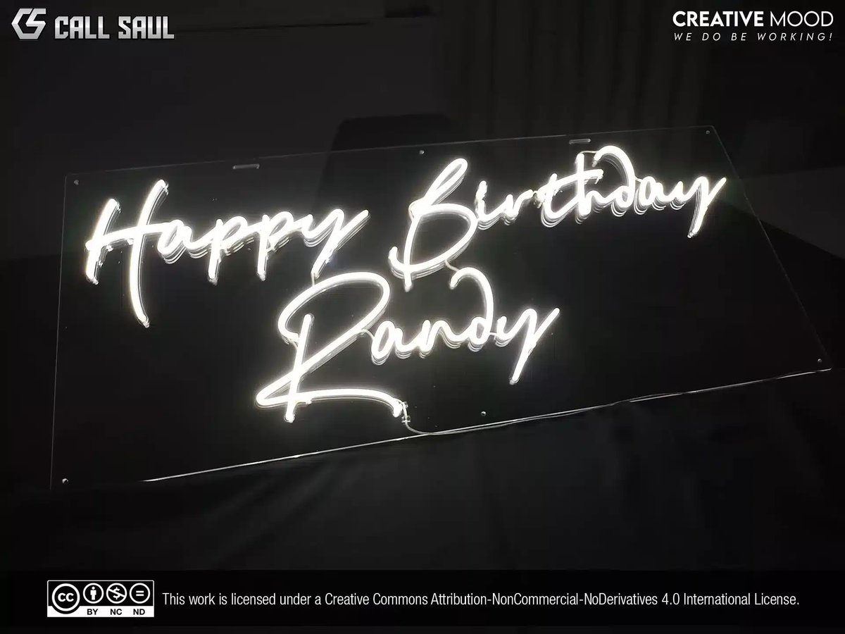 We made this "Happy Birthday Randy" LED Neon Sign in the color white. We mounted it on cut-to-shape clear acrylic support.
Looking to get a Custom LED Neon Sign like this? Find us on our social medias. 
#CallSaul #CreativeMood #LEDNeonSigns

callsaul.us/portfolio-item…