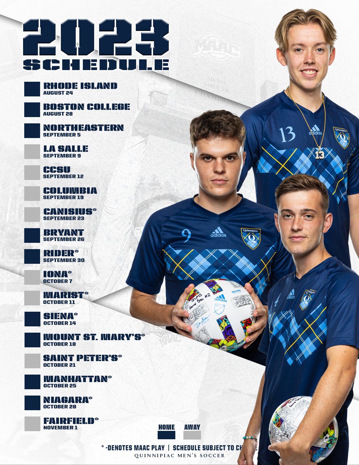 Quinnipiac Men's Soccer on Twitter "𝐈𝐓'𝐒 𝐀𝐋𝐌𝐎𝐒𝐓 𝐇𝐄𝐑𝐄 Our 2023 schedule