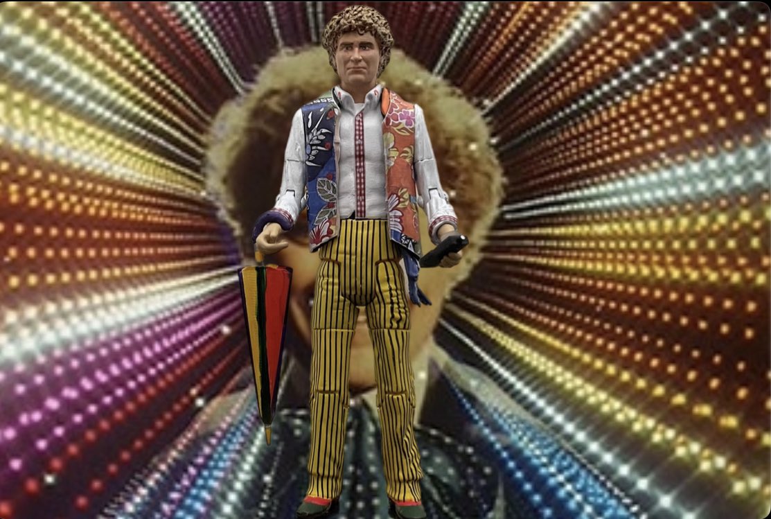 JR1991JR's tweet photo. The 6th Doctor as seen in The Two Doctors!
Also his Umbrella &amp; Time Distortion Detector (from Attack Of The Cybermen)

Head modelled by Devkumar3D &amp; sold by @NDWDesigns 
Umbrella modelled &amp; sold by @astrotoyboy 

#DoctorWho #TheTwoDoctors  #DoctorWhoCustomFigure 
@SawbonesHex https://t.co/W1Vq2atmnA
