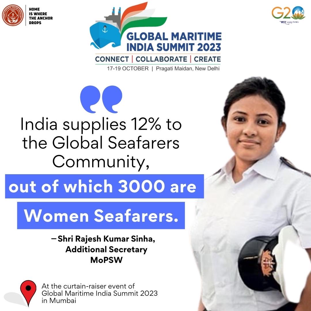 “India supplies 12% to the Global Maritime Community, out of which, 3000 are Women Seafarers,” said Shri Rajesh Kumar Sinha, Additional Secretary, MoPSW during the curtain-raiser event #GlobalMaritimeIndiaSummit2023 in Mumbai. 

#TweetForSeafarers #Tweet #India #Shipping #Global