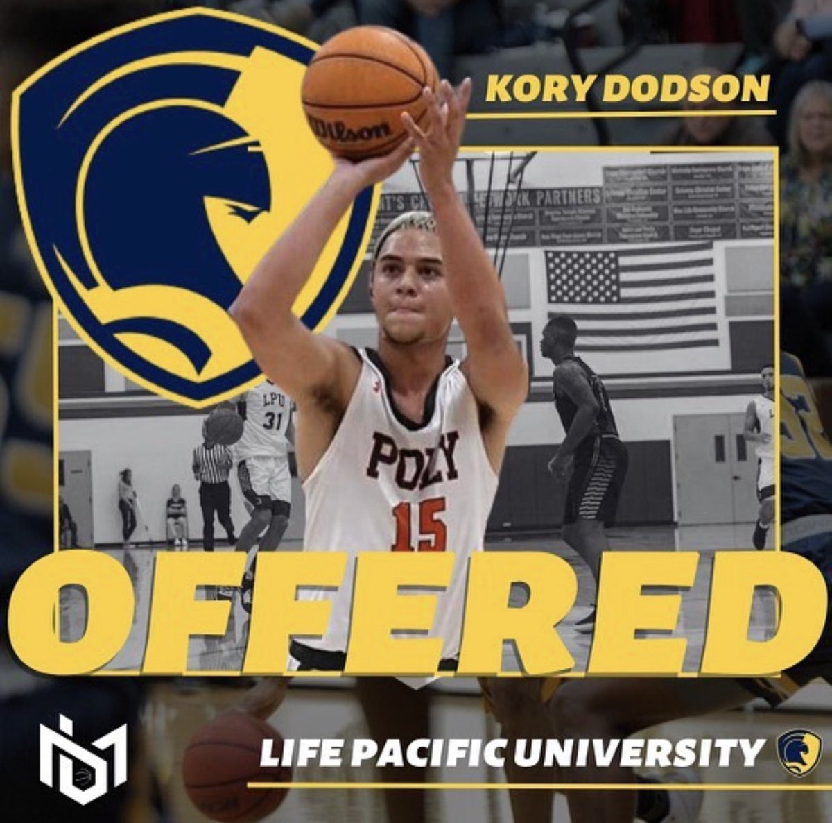 Blessed to receive an offer from Life Pacific University! Thank you to Coach Cook for believing in me.💙💛 ALL GLORY TO GOD