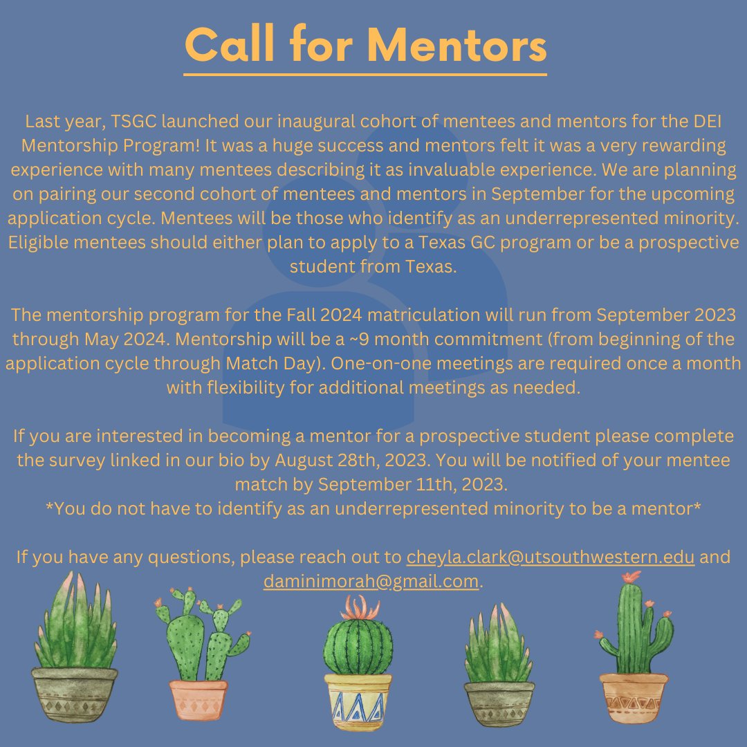 Fill out the survey link in our bio to become a mentor!

#GeneChat #mentorship