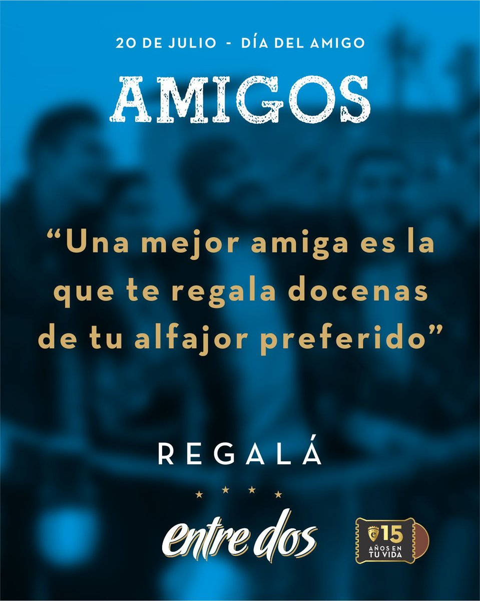 Tus amigos son todo! Se merecen un Entre Dos.
Visitá cualquiera de nuestras franquicias y elegí sus alfajores favoritos #diadelamigo #entredos