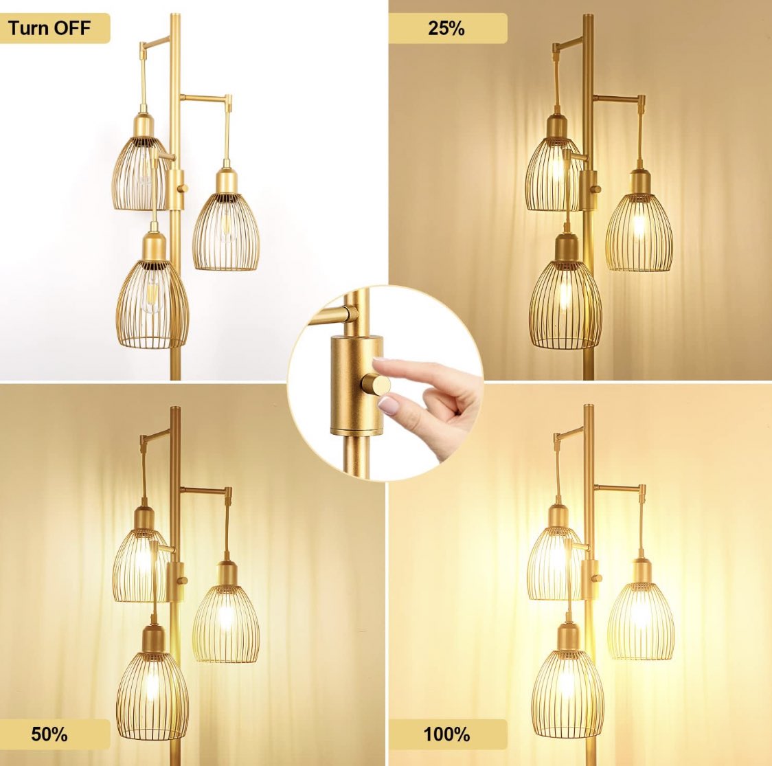 Dimmable Industrial Floor Lamps for Living Room, Gold Tree Standing Tall Lamps with 3 Elegant Teardrop Cage Head & 800 Lumens LED Bulbs. Click below to know more;

amzn.to/3Q4i0tW

#bulbs #lights #decor #office #livingroom #livingroomlight #bedroom #lamps #Lamps #modern