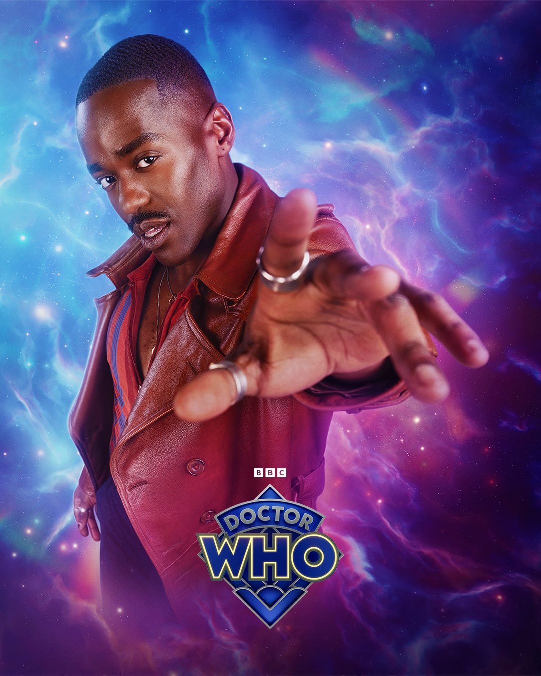 Character poster featuring Ncuti Gatwa as the Doctor in Doctor Who.