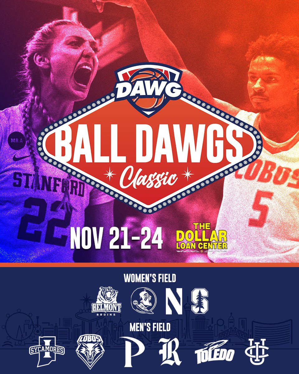 theballdawgs's tweet photo. It’s with great excitement that we announce the BALL DAWG CLASSIC!!! We are excited to partner with veteran Las Vegas promoter @bdGlobalSports on our first college basketball event @TheDLCHenderson this Thanksgiving. Don’t miss all the action when we welcome 10 NCAA Division 1️⃣ men’s & women’s teams to our city!