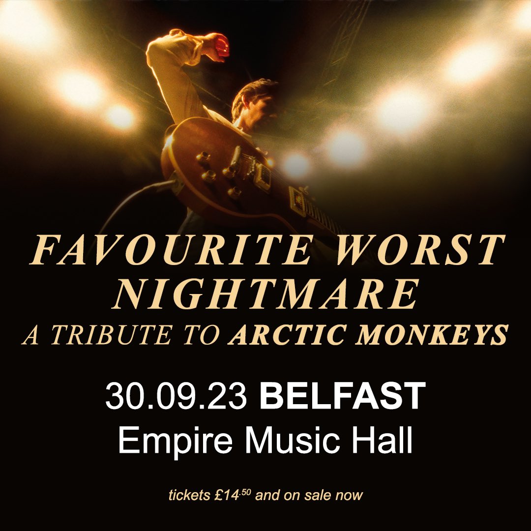 amtribute's tweet photo. We're delighted to announce our first ever show in Belfast at @belfastEmpire on Saturday, 30th September 2023.

🎟️ Tickets here - https://t.co/E8jKZDdJN2

#arcticmonkeys #arcticmonkeysfans #belfast https://t.co/c6nlxcvg3F