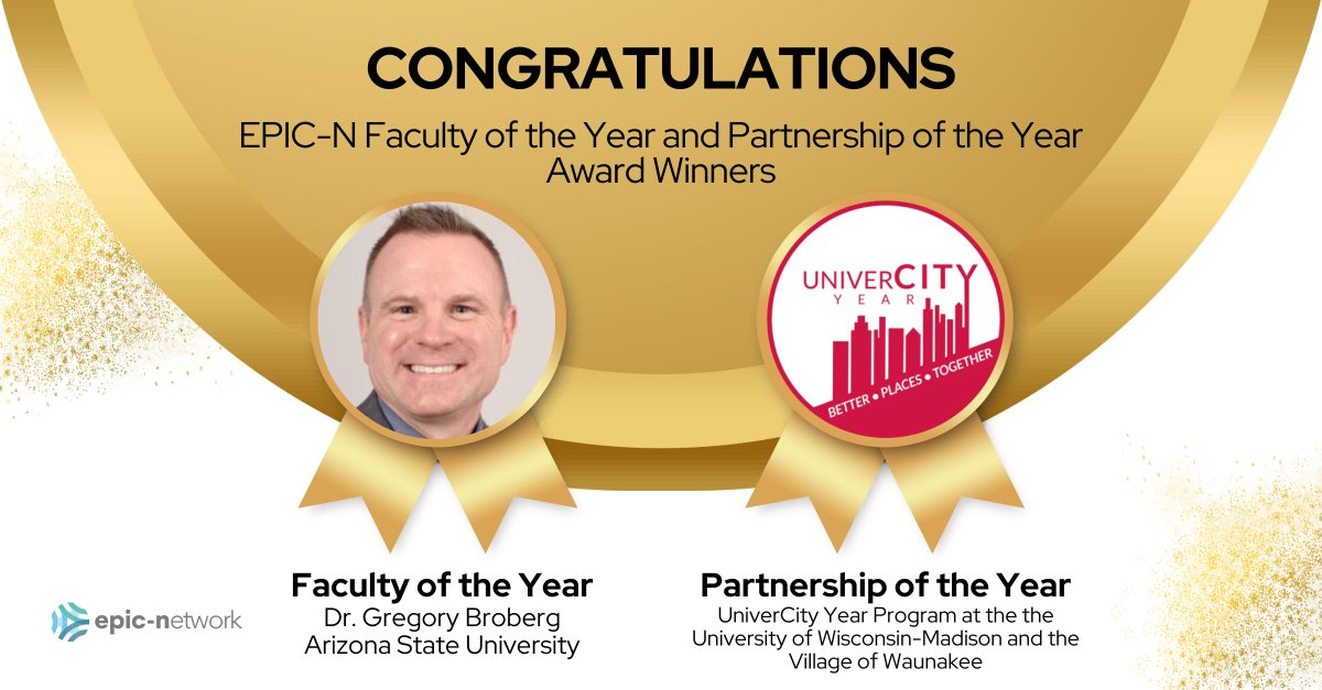 EPICNtweet's tweet photo. EPIC-N is excited to announce the winners of the 2023 Partnership of the Year and Faculty of the Year awards!

Read more in our Member Commons: https://t.co/6HoXJUWoRi

#epicn #epicnetwork #epicmodel #epicprojects #epicawards #asu #univercityyear https://t.co/ItvVwGFrUC