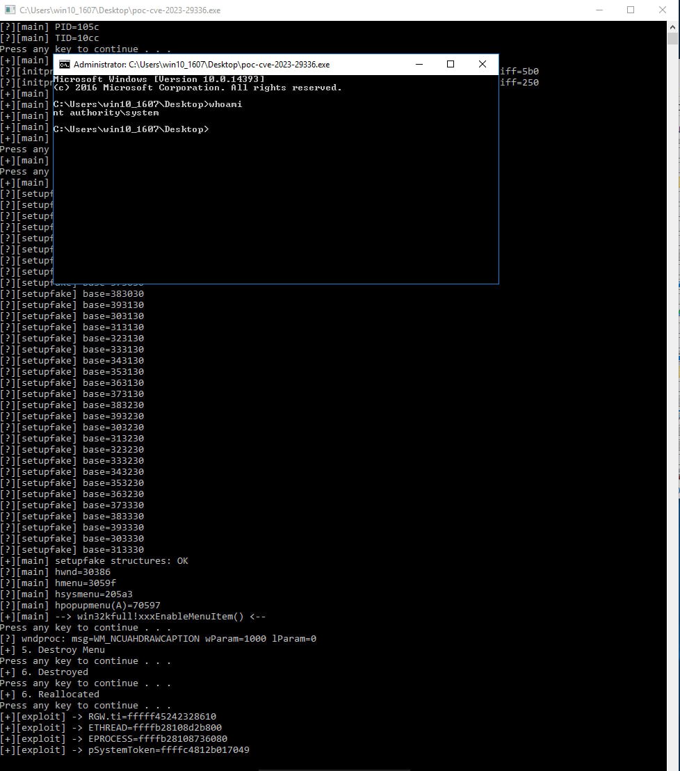 immortalp0ny's tweet photo. Just my first EoP exploit 😊 I've just written it for CVE-2023-29336. Awesome journey it was. https://t.co/0jsTGo4iX8