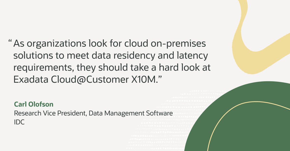 Discover the hype around Exadata X10M platforms with extreme scale, performance, and business value. Read what the leading analysts are saying, including IDC’s Carl Olofson <a href="/databaseguru/">Carl Olofson</a>.  Read more. social.ora.cl/6019PuCpU