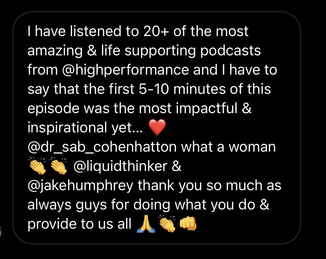 Jake Humphrey (@mrjakehumphrey) on Twitter photo Honestly, reaction to this weeks podcast with <a href="/Sab_CohenHatton/">Dr Sab Cohen-Hatton</a> is brilliant, but fitting of an incredible woman. Honestly, reaction to this weeks podcast with <a href="/Sab_CohenHatton/">Dr Sab Cohen-Hatton</a> is brilliant, but fitting of an incredible woman.