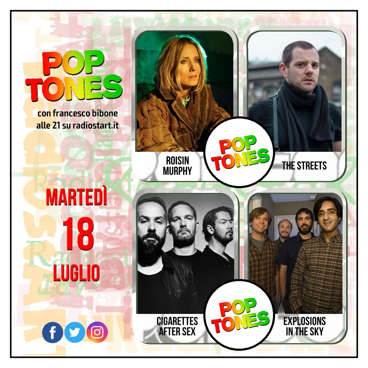 ArtRadiost's tweet photo. Ogni martedi alle 21, su https://t.co/5PXbyF1ngk, Francesco Bibone conduce POPtones: oltre 90 minuti di novità discografiche a 360 gradi

#RadiostART #POPtones #18Luglio #July18 #Pop #Music #Radio #OnAir #Podcast #Playlist https://t.co/8s3vpOCY0T