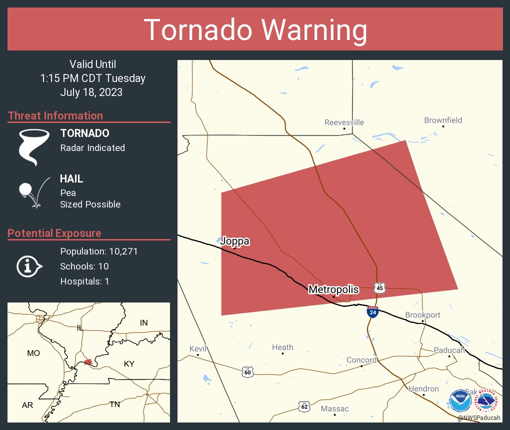 NWS Paducah, KY on Twitter "Tornado Warning continues for Metropolis
