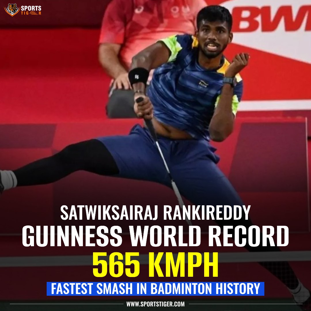 9ineblues's tweet photo. Satwiksairaj Rankireddy smashes Guinness World Record for the fastest badminton shot during Korea Open 🏸👏 
 
📷: AFP/Getty Images
#Badminton https://t.co/DAy1KH3mTo