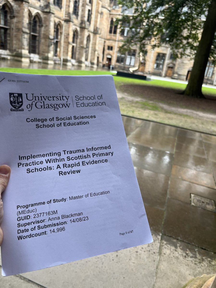 Today I submitted my Masters dissertation! @UofGEducation Major shoutout to @joycefeminista for inspiring my work! Now looking forward to starting my probation year with my lovely Primary 3s! @MoorfootPr Lots to look forward to! ✨