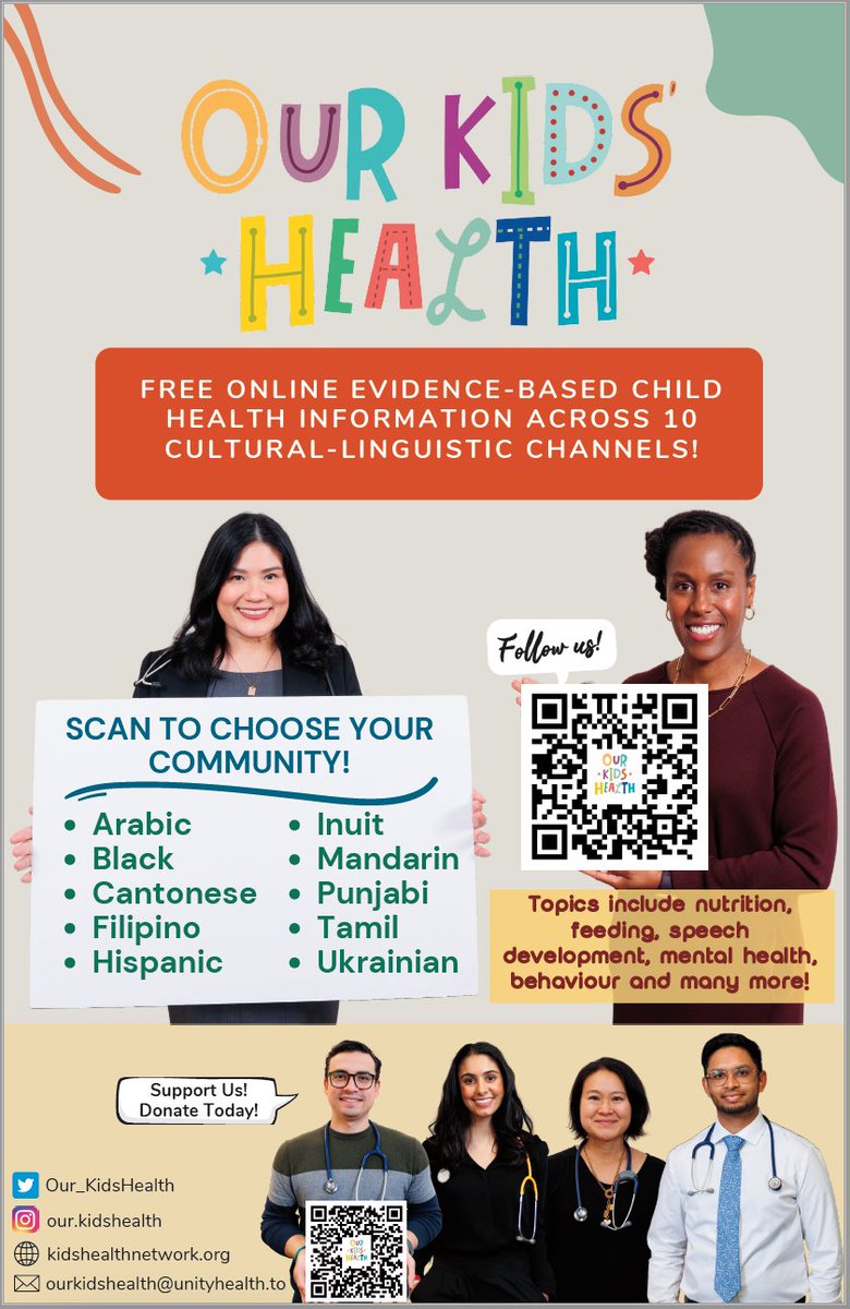 ***We have some beautiful #OurKidsHealth posters coming hot off the press!*** If YOU would like FREE posters for your clinics and agencies (English or specific cultural-linguistic communities), click the link below! forms.gle/jybmi7Aqz4cEvw…