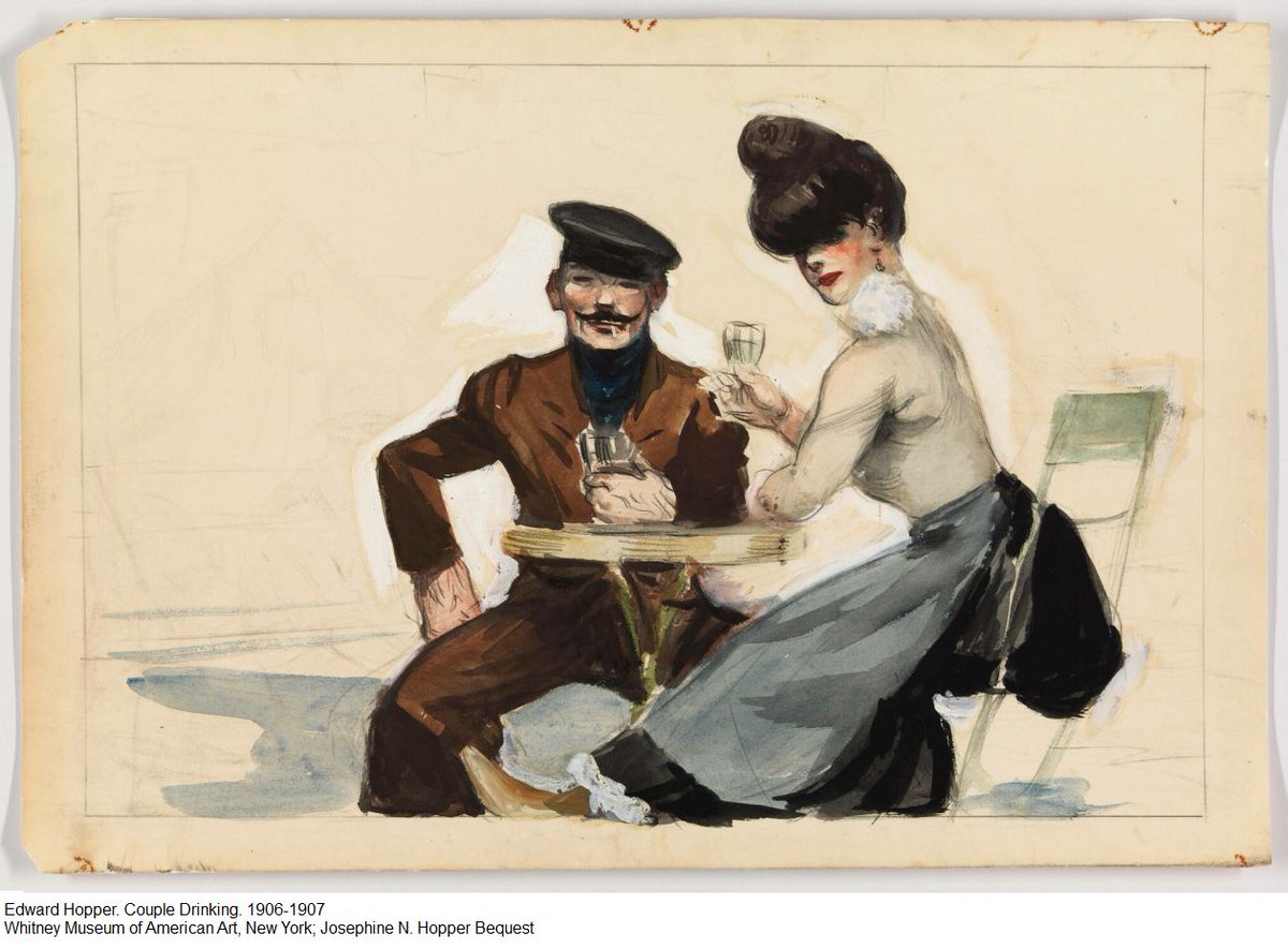 un_parisien12's tweet photo. Les Parisiens d’Edward Hopper.
Près de quarante ans avant cette œuvre célèbre (Nighthawks), le peintre américain a effectué trois séjours de formation à Paris entre 1906 et 1910. Son observation de la vie parisienne l’avait déjà amené dans les cafés, mais pas seulement.
Thread🔽 https://t.co/G1M6fRvePW