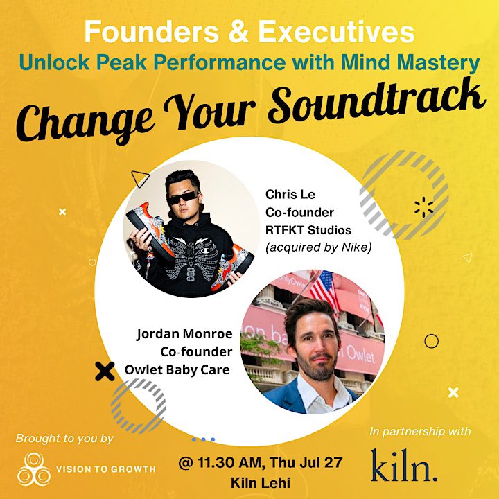 Register for the upcoming <a href="/gatheratkiln/">Kiln.</a> with guest speakers  <a href="/clegfx/">ClegFX</a>, founder from <a href="/RTFKT/">RTFKT</a>, and <a href="/JordanJMonroe/">Jordan Monroe</a>, founder of <a href="/owletbabycare/">Owlet</a>

Hear talks about leadership, improved mind mastery, peak performance, and business success!

eventbrite.com/e/juggling-wor…