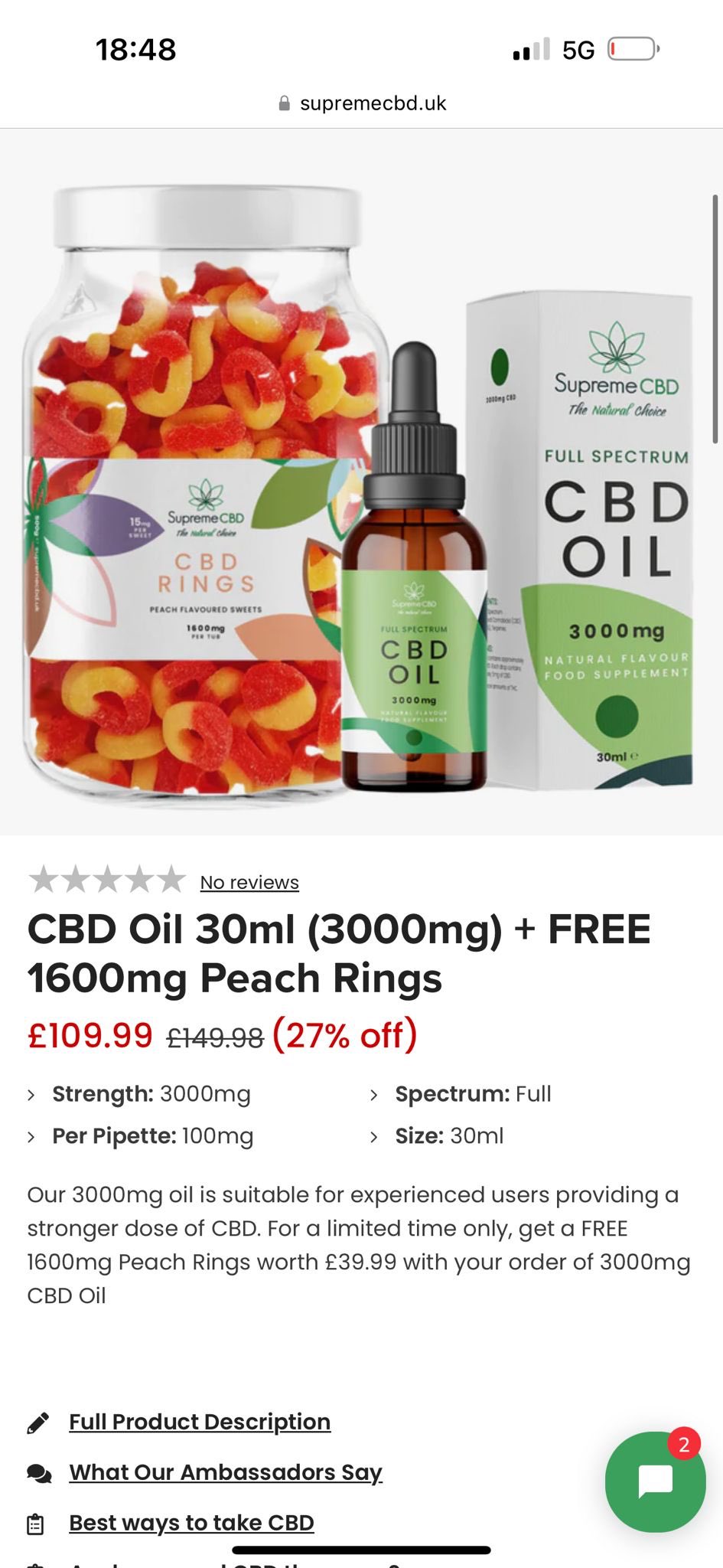 CBD Oil 30ml (3000mg) – SupremeCBD