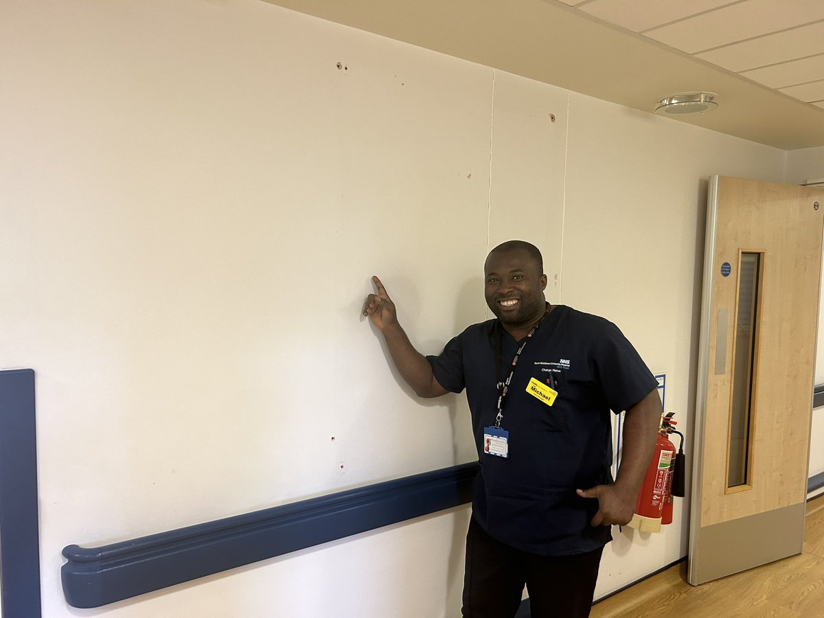 Thanks @BettyAnnRussel5 for the opportunity to join @NorthMidNHS ward accreditation in our Acute Stroke Unit! Michael proudly showed me the wall he’s saving for the @NM_Improvement board! 👏🏼👏🏼